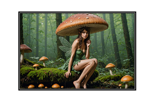 fairy hiding under mushroom